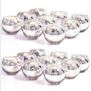Round silver mercury glass votive candle holders